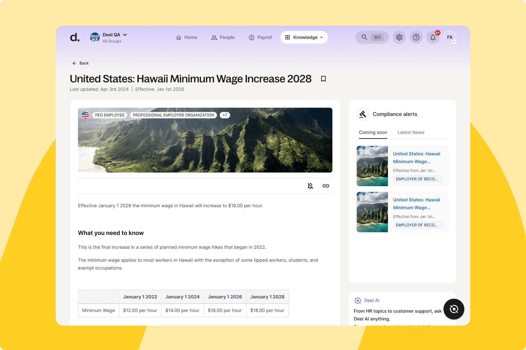 Deel Knowledge Hub: Compliance updates